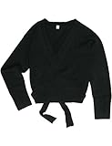 Knit Wrap Sweater for Girls by Mdnmd, Medium, Black