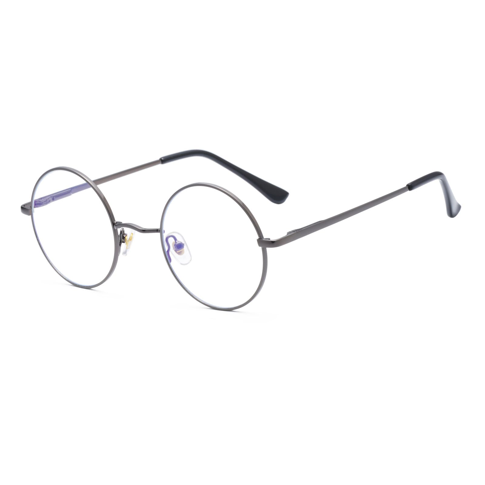LJCZKA Round Blue Light Glasses for Women Men, Round Computer Eyeglasses Metal Frame for Texting Reading Gaming, Anti Fatigue & Eyestrain