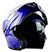 ILM Motorcycle Helmets Modular Dual Visor Flip-up Full Face Street Bike Racing Helmet DOT 5 Colors Model 808 (XL, Blue)