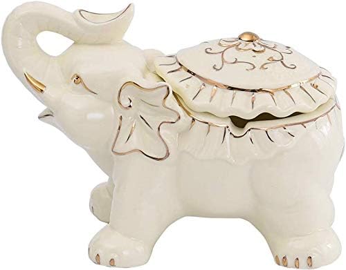 CHOUCHOU Ashtray, Baby Elephant European Ceramic Ashtray Creative Ornaments Home Living Room 23.5X17cm 烟灰缸