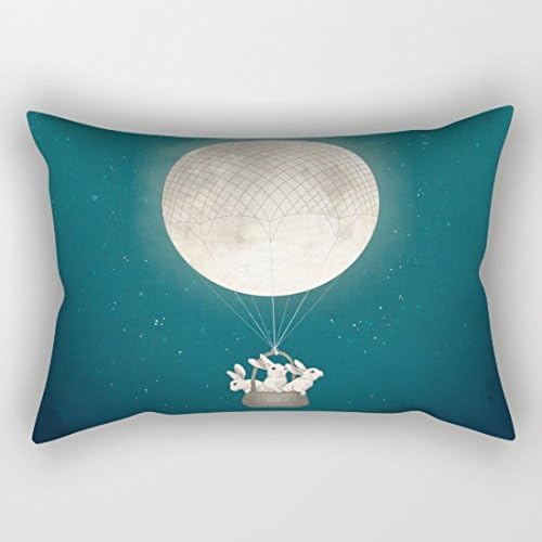LOU5KB Moon Bunnies Canvas Rectangle Decorative Throw Cushion Cover Lumbar Pillow Case Cover 20"*30"