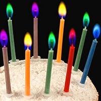 KACAT Birthday Cake Candles in Holders Cake Tricks and Decorations - Colors: red, Pink, Yellow, Blue, Green, Purple - 12 Pieces