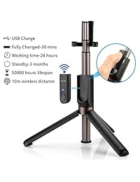 Selfie Stick Bluetooth, KUSKY 2 en 1 Selfie Stick Trípode extensible con disparador remoto inalámbrico para iPhone X 8 8P 7 7P 6s 6P, Galaxy S9 S9 Plus S8 S7 S6 S5 Note 8, Google, Huawei y más