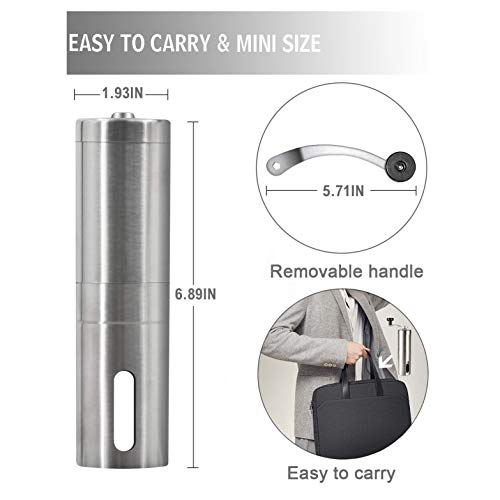 S-Tang Manuelle Kaffeemühle mit verstellbarer Einstellung, konische Mühle und gebürstetem Edelstahl, für Büro, Zuhause… – Bild 5