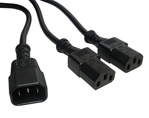 World of Data 2.5m IEC Extension Cable Female (C13) to 2 x Male (C14) - 10A - BLACK Coloured โ image 1