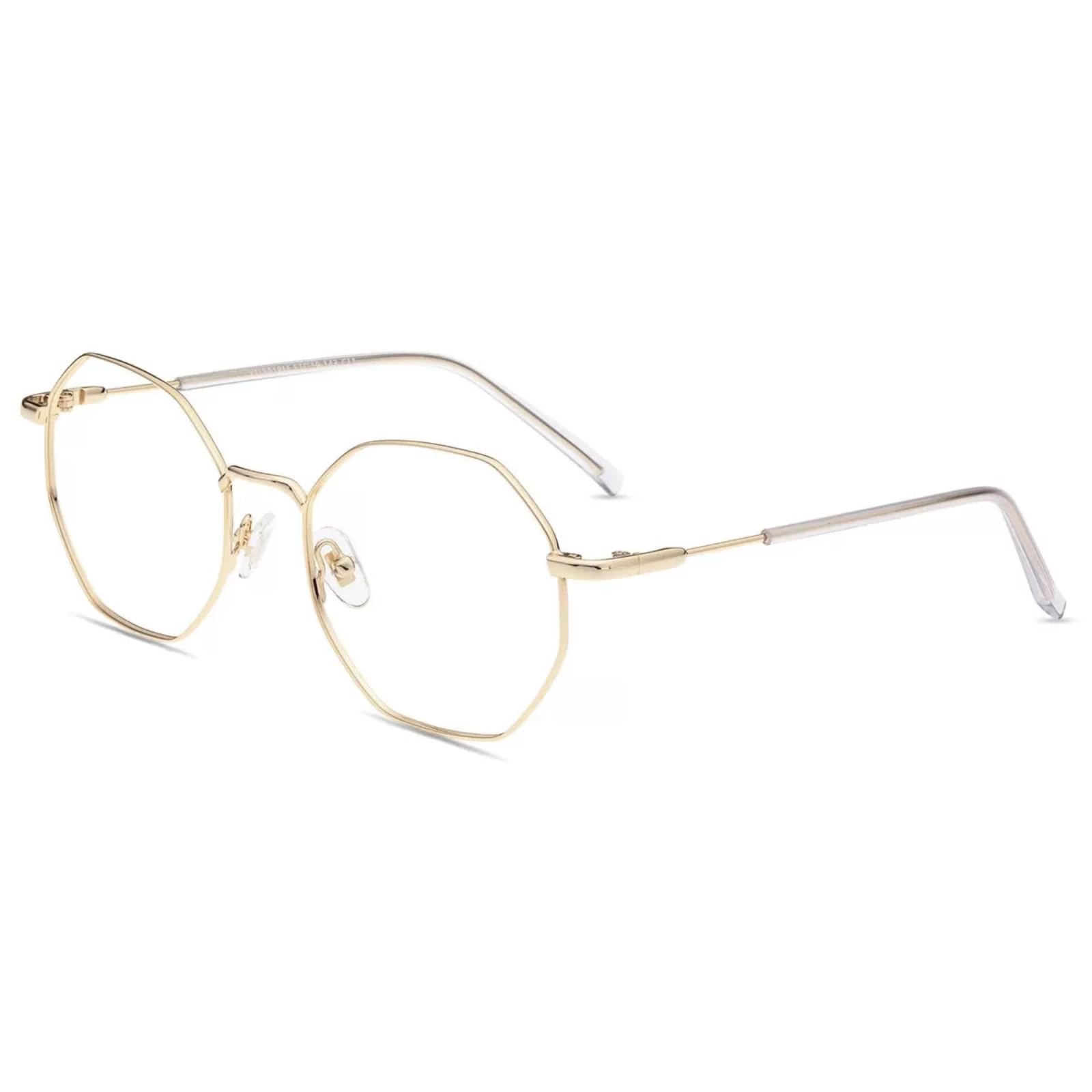 Firmoo Blue Light Blocking Glasses Women Men Gold Metal Polygon Eyewear Frame, Anti UV and Glare Blue Light Filter Glasses Non Prescription, Reduce Eyestrain Headache