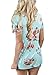 Sidefeel Women Floral Print Short Sleeve Lace-up Blouse Tops XX-Large Blue