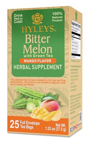 Hyleys Bitter Melon with Green Tea - Mango Flavor - 25 Tea Bags - Supports Heal…