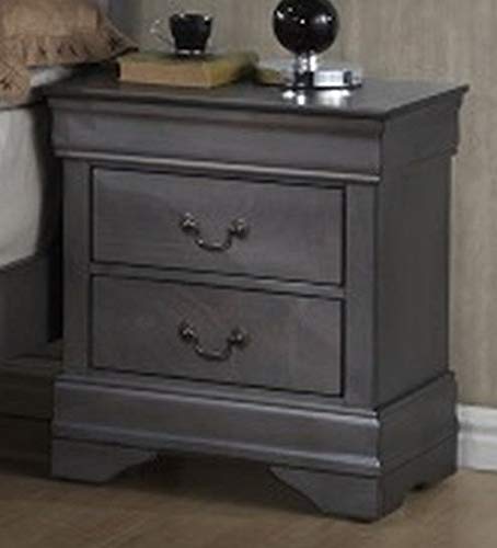 GTU Furniture Classic Louis Philippe Styling Grey Louis Philippe 4Pc Queen Bedroom Set(Q/D/M/N)