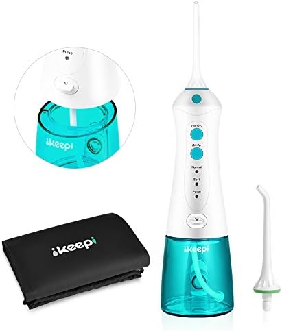 Ikeepi Portable Oral Irrigator Professional Dental Water Flosser Rechargeable Oral Care Device, 2 Tips, 3 Cleaning Modes, Easy Operation, White