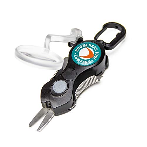 Boomerang Tool Company Cheater SNIP Fishing Line Cutter with U/V LED Light, Magnifying Glass and Stainless Steel Blades That Cut Braid Clean and Smooth Everytime! (Black) - Thumbnail 7