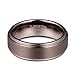 TUSEN JEWELRY 8MM Espresso Brown Matte Brushed Step Edge Tungsten Carbide Ring Wedding Band
