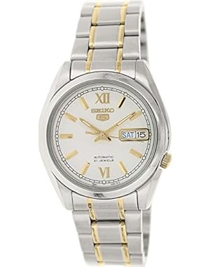 Seiko 5 #SNKL57 Men's Two Tone Stainless Steel Off White Dial Watch by Seiko Watches