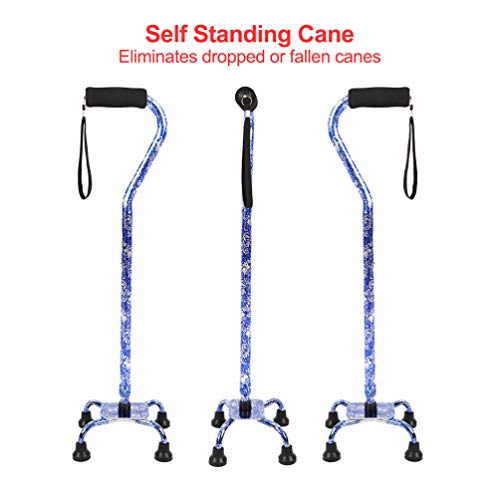 image for LIXIANG Quad Walking Cane, Offset Walking Cane with Unique Blue&White 
