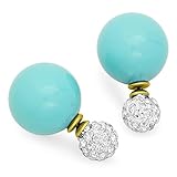STEELTIME Stylish Double Sided Tribal Pearl Earrings (Turquoise)