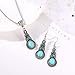 ILJILU 1 X Fashion Women's Retro Turquoise Rhinestone Earrings Necklace Jewelry Set