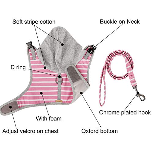Transser Dog and Cat Universal Harness with Leash Set, Escape Proof Cat Harnesses, Adjustable Cat Vest Harness with Reflective Soft Harnesses, Best Pet Supplies, for Kitten Puppy (XS, Pink)