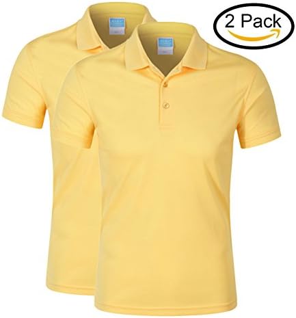 Averywin Women's Golf Polo Shirts Short Sleeve Dry-Fit 3-Button Sports Outdoors Tops T Shirts Pack of 2 (Yellow (Pack of 2), M/39.37" Bust)