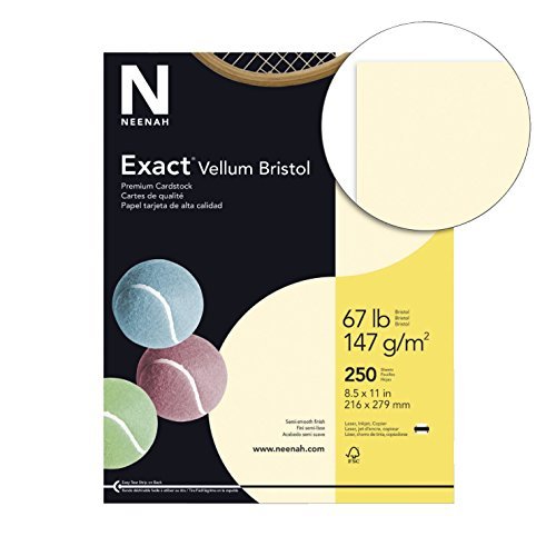 Exact 81368 Vellum Bristol Paper, 67 lb, 92 Bright, 2.5" Height, 8.5" Width, 11" Length, Ivory (Pack of 250)