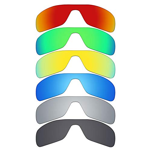 Mryok 6 Pair Polarized Replacement Lenses for Oakley Turbine Rotor Sunglass - Stealth Black/Fire Red/Ice Blue/Silver Titanium/Emerald Green/24K Gold