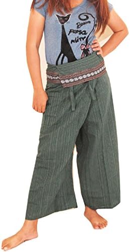 Flower Thai Fisherman Pants Yoga Trousers FREE SIZE Plus Size Cotton