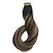 LAB·EH Hair Extensions Tape in Ombre Chocolate Brown to Caramel Blonde 16 Inch 50g 20pcs Tape in Human Hair Extensions Skin Weft Real Natural Hair Extensions