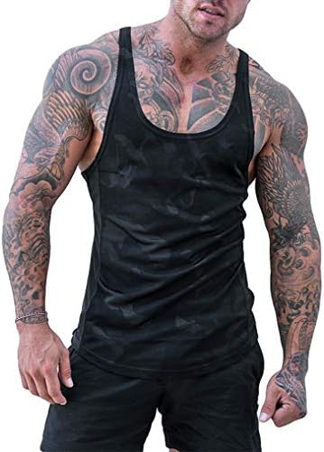 Voydsunflower Men's Fitness Camouflage Tank Tops Stringer Workout Gym Vest Muscle Bodybuilding T-Shirts