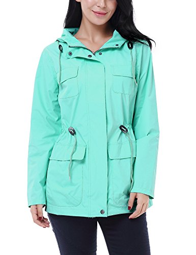 Vessos Womens Hooded Waterproof Active Outdoor Rain Jacket Windbreaker Blue Medium - Thumbnail 7