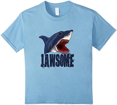 Kids JAWSOME Shark T Shirt Tee 8 Baby Blue