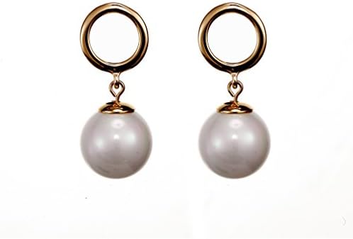 CONIFERA Stud Earrings Gold Tone Ring Shape with Round Pearl Pendant Fashion Jewelry for Women Girls