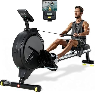 Rameur d'Appartement à 16 Niveaux de Résistance Magnétique, Rameurs Silencieux Glissière Lisse, Rameurs Appartement Magnétique Ecran LCD, Rameur Musculation Fitness, Rowing Machine Bureau