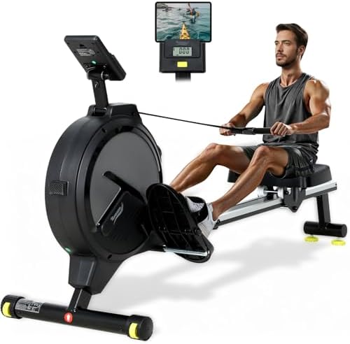 Rameur d'Appartement à 16 Niveaux de Résistance Magnétique, Rameurs Silencieux Glissière Lisse, Rameurs Appartement Magnétique Ecran LCD, Rameur Musculation Fitness, Rowing Machine Bureau