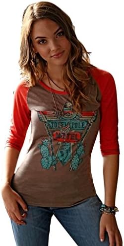 Cruel Girl Western Shirt Womens 3/4 Sleeve Brown L Brown CTK9695025