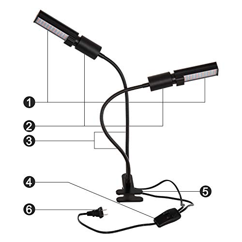 LED Full Spectrum Grow Lights for Indoor Plants, MFXMF 45W 88LED Sunlike Plant Lamp with Replaceable Bulb,2-Head Divide Control Adjustable Gooseneck for Indoor Plants, Vegetable, Flowers, Fruits, Suc
