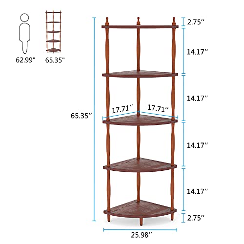 Tribesigns Corner Shelf, 5 Tier Corner Bookshelves Freestanding Small