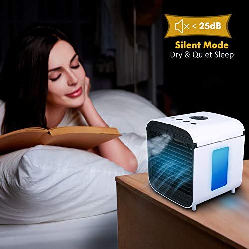 Onewell 2019 Portable Air Conditioner Fan,4 in1 Personal Mini Arctic Evaporative Air Cooler Desktop Cooling Fan with 7 Colors LED Backlight,Humidifier Zen Air Circulator Cooler for Home/Office/Bedroom