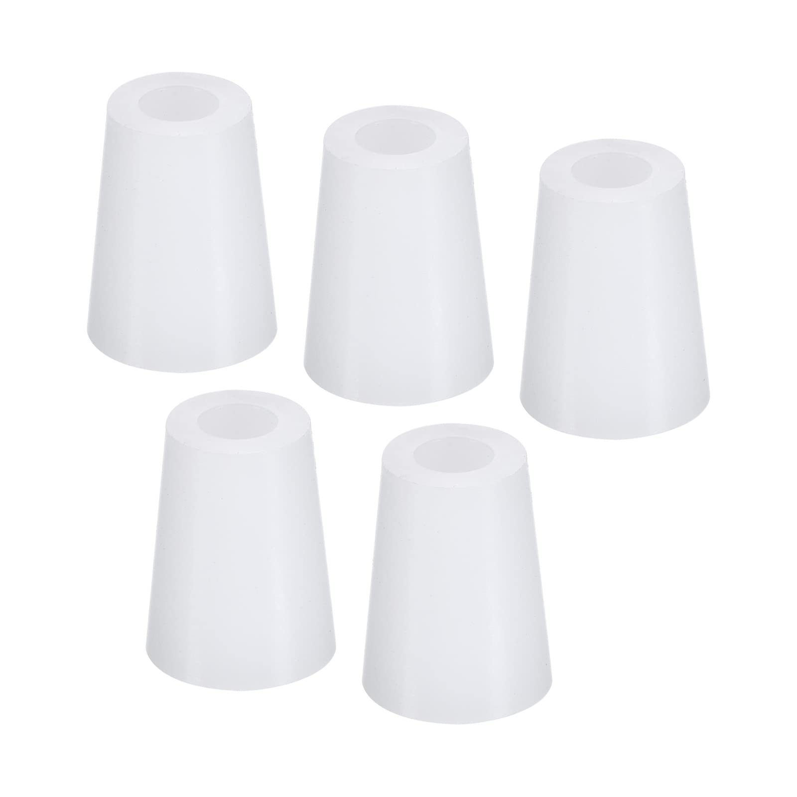 YOKIVE 5Pcs Silicone Rubber Stoppers with Hole, Tapered Plugs with High-temperature Resistance | Protect Hole, Great for Lab Industry (White, 15mm to 20mm)