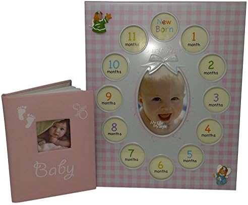 Baby Gifts Photo Album With Frame For Girl - Good For Baby Shower Gifts - First GrandChild Picture Frame - 12 Month Calendar