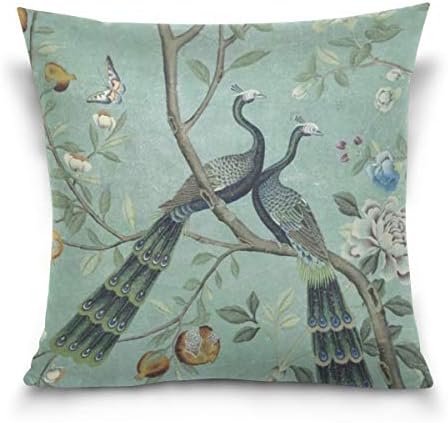 A Teal of Two Birds Chinoiserie Throw Pillow Cushion Covers Case 40 x 40 cm