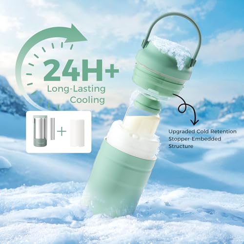 Momcozy Portable Breast Milk Cooler for Travel, 24H Ice-Free Cooling Breastmilk Storage Bottles Container, 12oz Leak Proof Outdoor Small Freezer, Baby Breastfeeding Essential for New Moms
