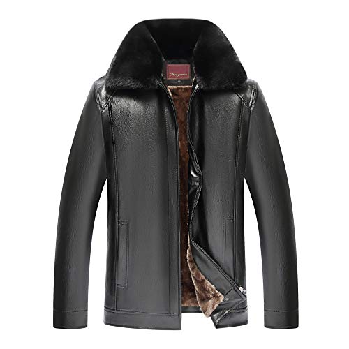 Men's Winter Spread Collar Sherpa Lined Suede Leather Trucker Jacket Coats, Classic Military Officer Trench Coat