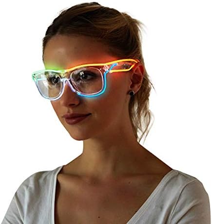 Burning Man Light up El Wire Rave Glasses Glow Wayfarer Flashing LED Glasses Costumes For Party, EDM, Christmas