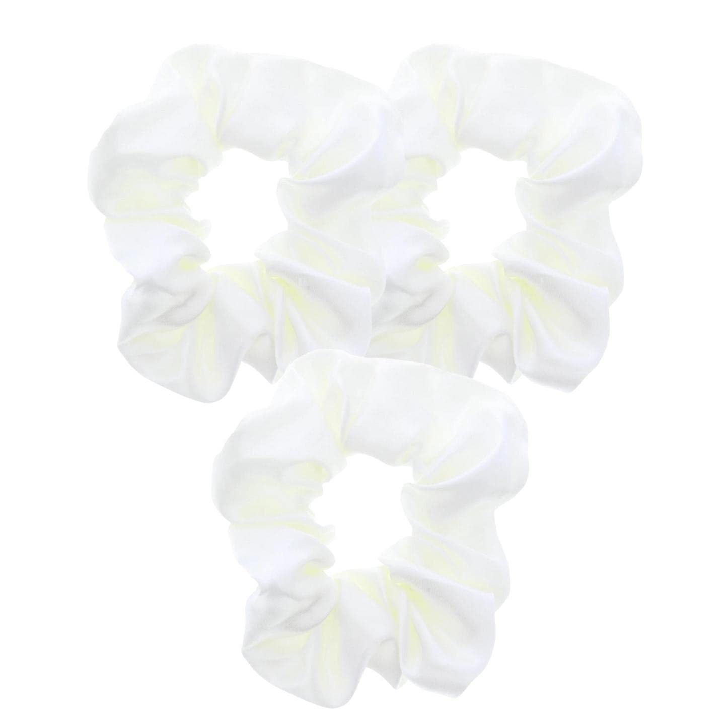 Topkids Accessories 3pc Satin Hair Scrunchies for Women & Girls, Hair Accessories for Women, Hair Bobbles, Hair Ties, Hair Elastics, Ponytail Holders, Hair Styling Accessories (Cream)