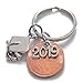 2025 Charm Layered Over 2025 Penny Keychain, with Cap and Diploma Charm, Graduate Gift