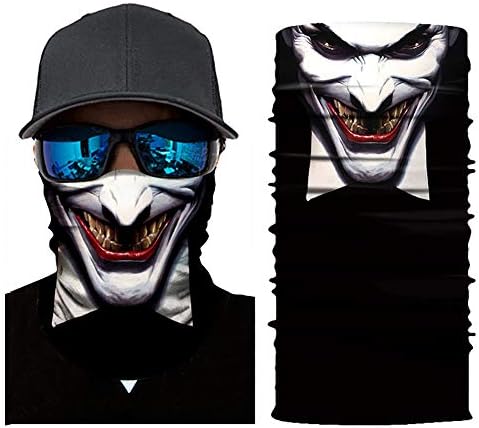 YOUNICER Cycling Face Masks Head Scarf 3D Joker Skull Pattern Mask Neck Warmer Face Mask