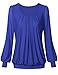 Women Wrap Tops, Laksmi Casual Tunic Shirt Long Sleeve Scoop Neck, XX-L/Blue