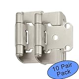 Amerock BP7550-G10 Satin Nickel Self-Closing Partial Wrap Cabinet Hinge 1/2