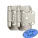 Amerock BP7550-G10 Satin Nickel Self-Closing Partial Wrap Cabinet Hinge 1/2" Overlay, 10 Pair Pack