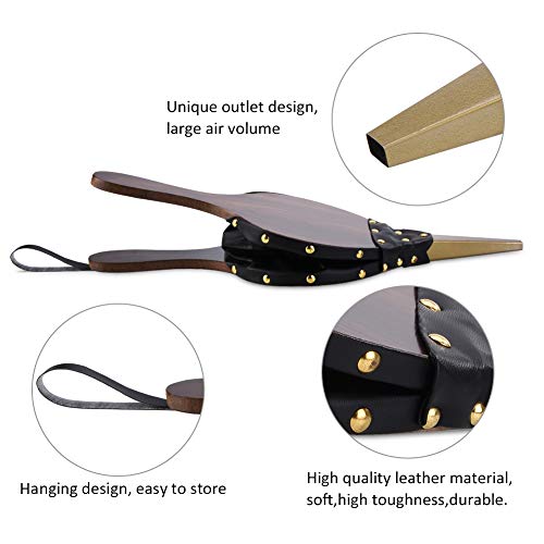 Exblue Fireplace Bellows Wood Hand Bellows Fire Blower Tool Brown Fire Bellows Fireplace BBQ Camping Small Broom Set