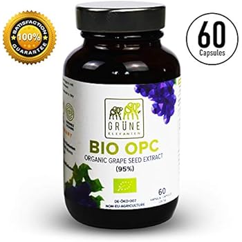 Organic Grapeseed Extract OPC 410mg Capsules 95%, Proanthocyanidins Antioxidants, French Vineyard Grapes